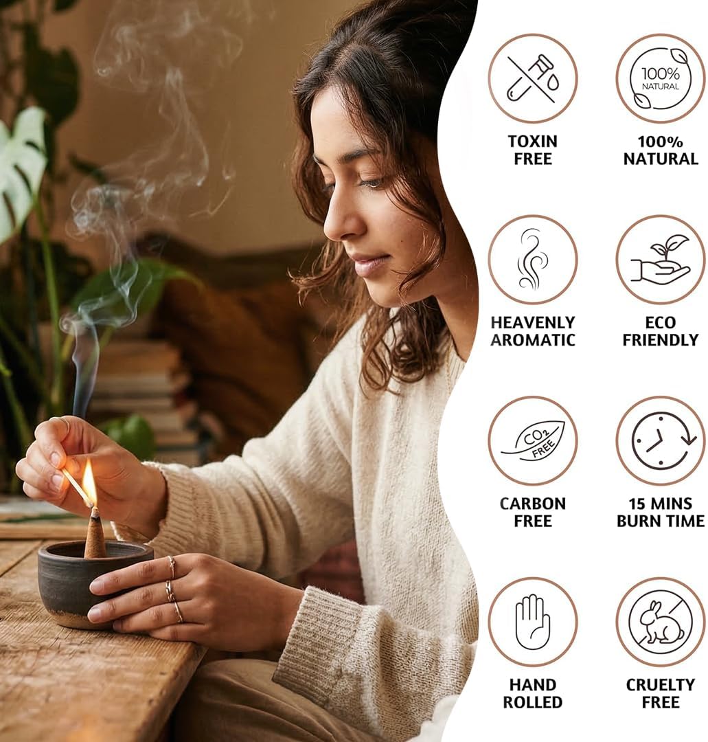 Folkulture Fruit Incense Cones Citrus, Mango, Coconut -Set of 6 (60 Cones)