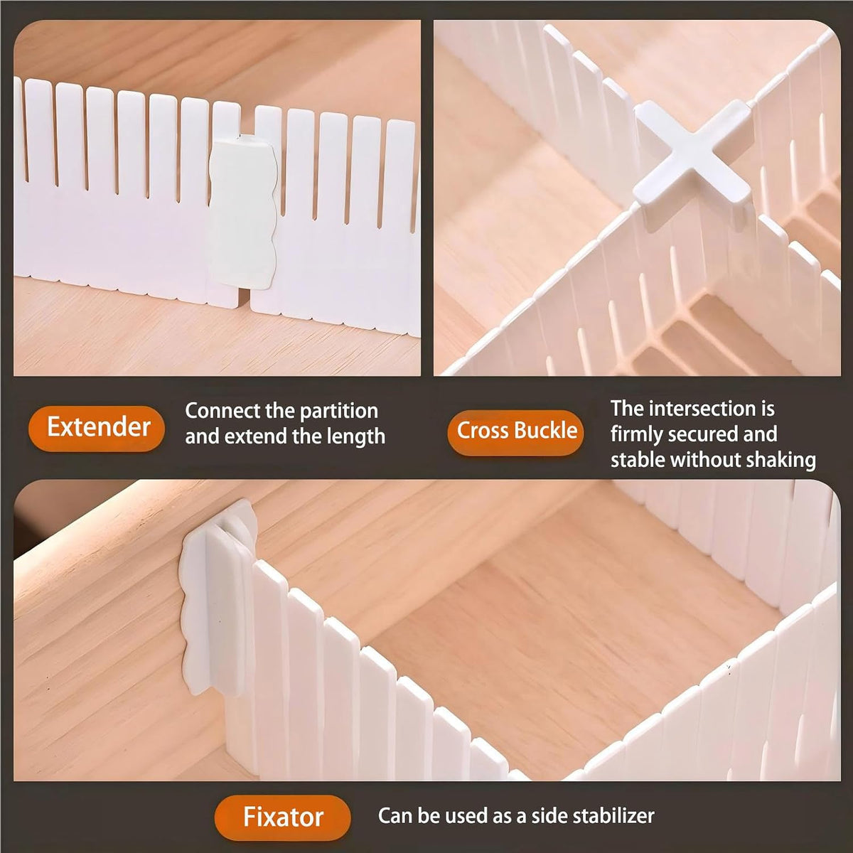 20 PCS Drawer Divider with 25 Accessories, Adjustable Drawer Organizer Inserts, 12.6" x 2.76" x 0.08" White Drawer Plastic Separators for Clothes, Kitchen, Bathroom, Office Storage