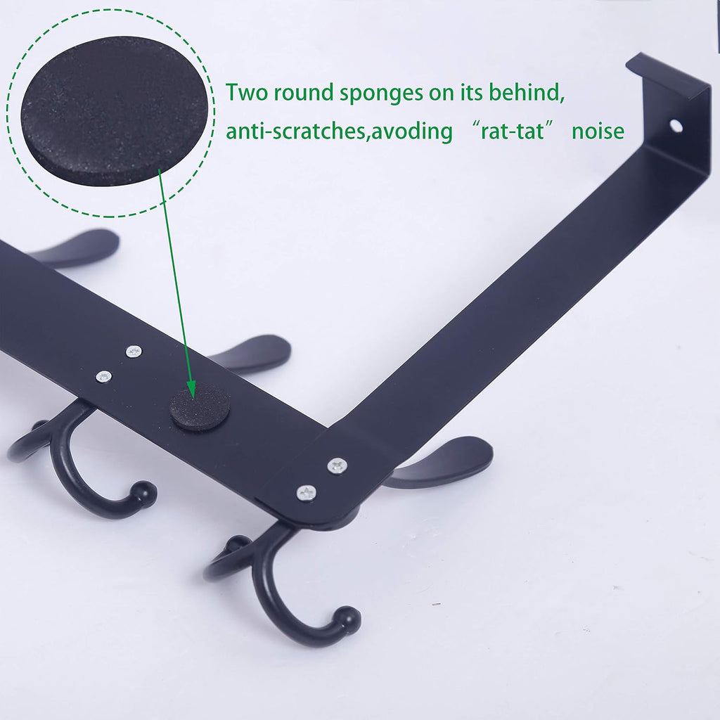 WEBI Over The Door Hook,Door Hanger Hook Rack with 5 Tri Hooks for Hanging Coats,Over Door Towel Rack Door Coat Towel Hanger Door Coat Rack for Bathroom,Behind Back of Door,Black