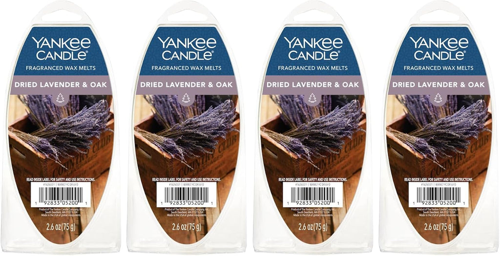 Yankee Candle Scented Wax Melts for Wax Warmers, Long Lasting Home Fragrance, Odor Eliminating Wax Cubes, Dried Lavender & Oak, 6 Count (Pack of 4)