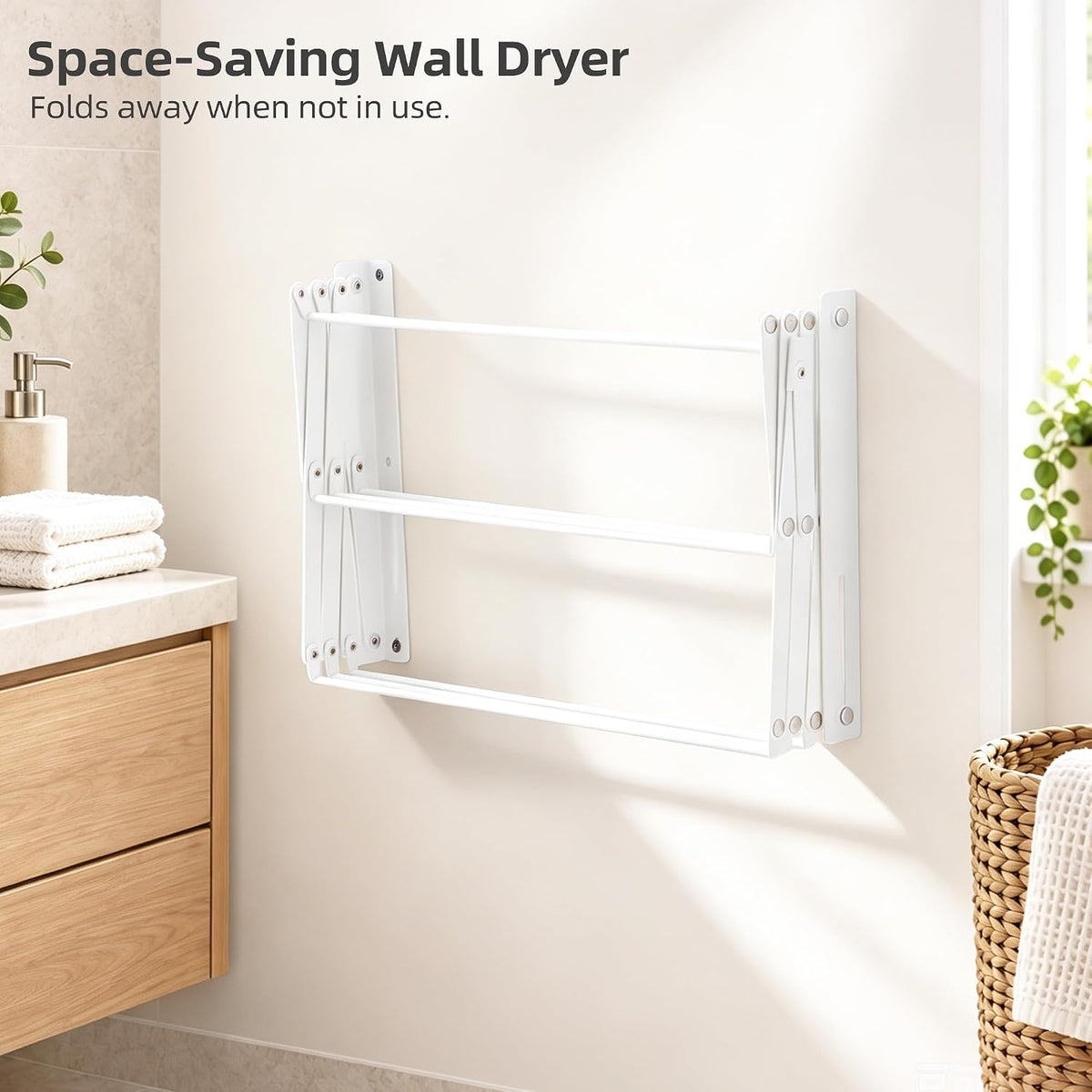STORAGE MANIAC Wall Mounted Clothes Drying Rack Foldable Laundry Rack