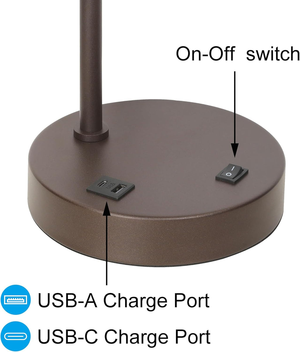 XiNBEi Lighting Table Lamp USB Desk Lamp for Living Room, Dark Bronze