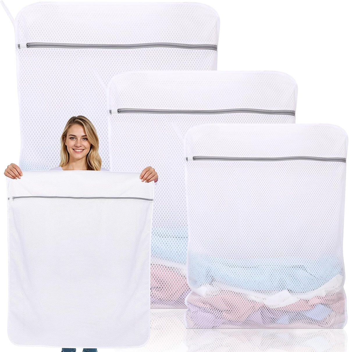 Dntorx 3 Pack X-Large + XX-Large + XXX-Large Mesh Laundry Bag for Delicates