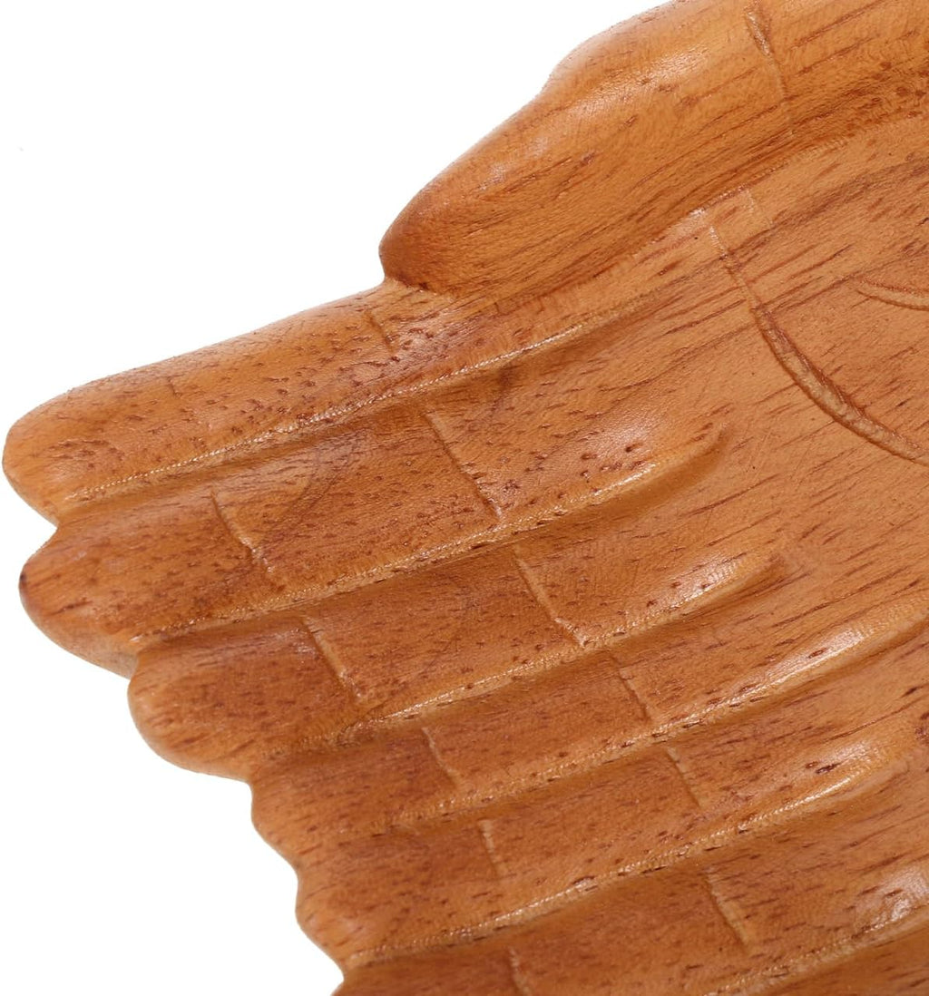 Beaupretty Hand Carved Decorative Wooden Bowl Key Bowl Holder for Entryway Table Snack Holder for Living Room Coffee Table Artistic Home Decor Accent 7.08 X 4.92 X 1.96 in