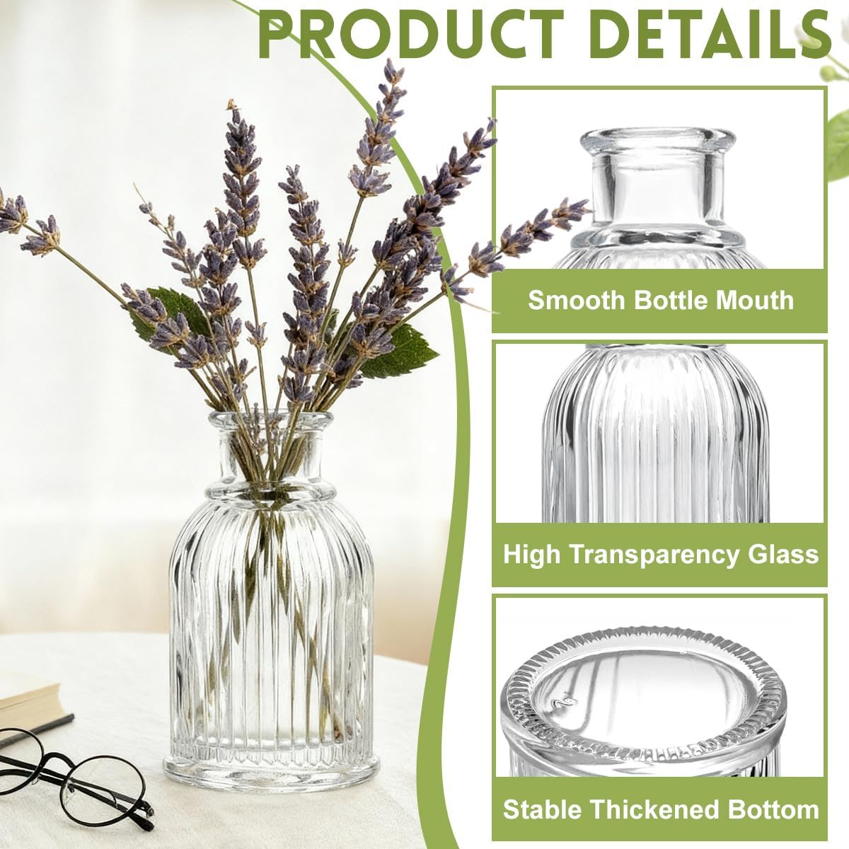 Glass Diffuser Bottles 3.8 High 100ml 3.4 Fl Oz Round Aroma Bottles Diffusers Vase Fragrance Accessories Use for DIY Replacement Reed Diffuser Sets Craft Projects Wedding Party
