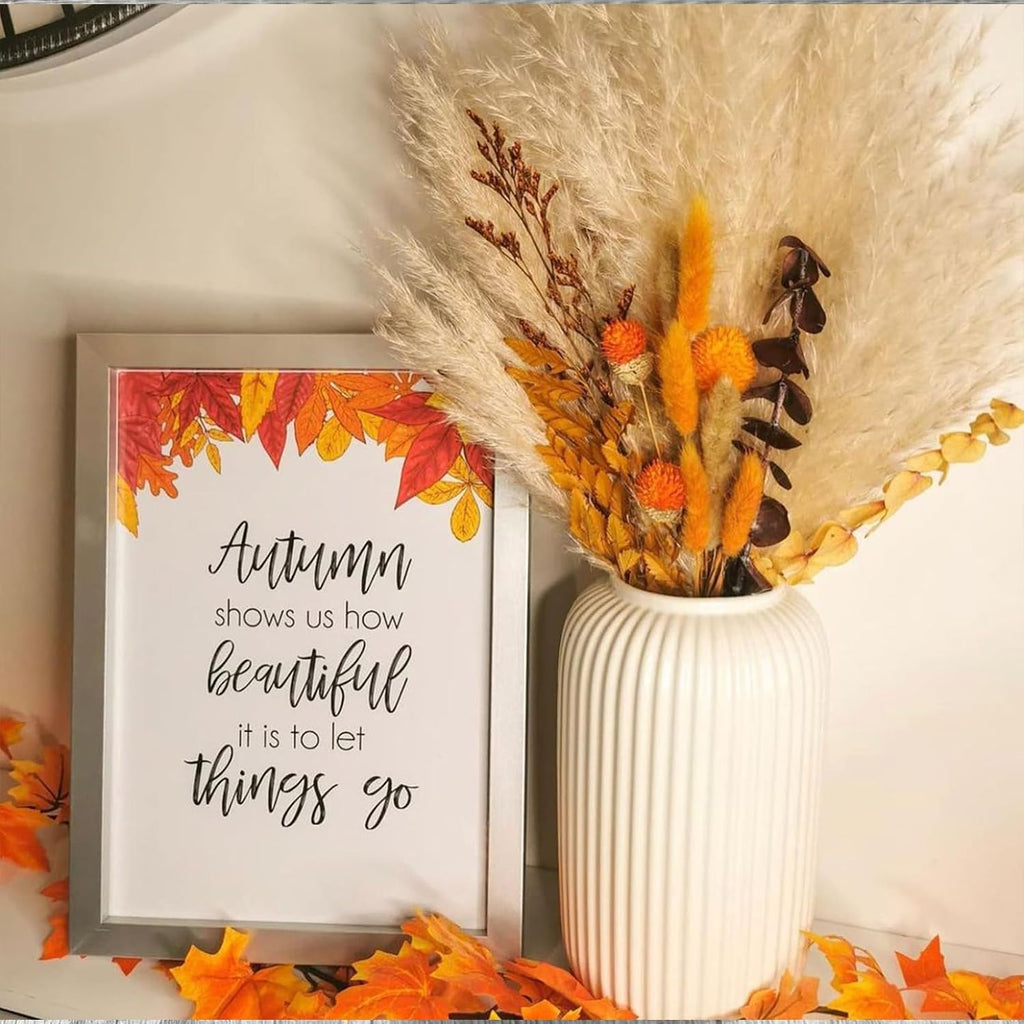 120pcs Orange Bunny Tail Pampas Grass Dried Flowers for Vase Boho Flowers Dried Babys Breath Wedding Decor Dry Flowers for Vase (Orange 120 PCS)