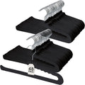 ManGotree Non Slip Velvet Pants Hangers Felt Jean Hangers 48 Pack Black