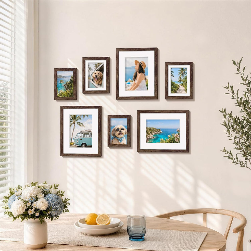 decorUhome Picture Frames Set of 20 for Wall and Tabletop Display, Brown