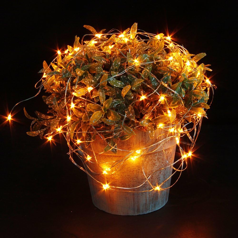 CYLAPEX 6 Pack Fairy Lights Battery Operated 7ft 20 LED Mini String Lights Silver Wire Firefly Starry Moon Twinkle Lights for Halloween Mason Jars Party Christmas Centerpiece Table Decorations, Orange