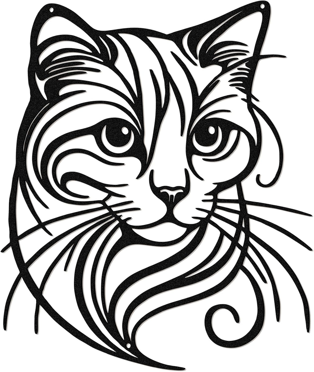 Otoolling Black Cat Wall Art Silhouette Metal Wall Decor, Cute