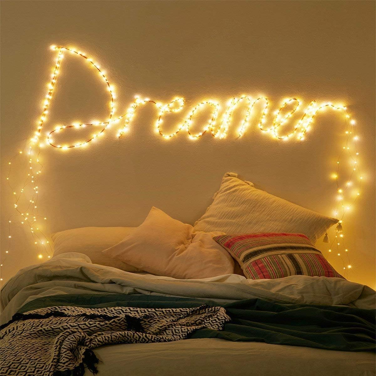ANJAYLIA 2Pc 33Ft Fairy Lights Battery Operated Remote Timer, Warm White