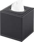 PU Leather Tissue Box Cover Square,Upgrade Large Size Napkin Holder Pumping Paper Case Dispenser,Facial Tissue Holder with Magnetic Bottom for Home Office Car Hotel Restaurant Black (Black-1)
