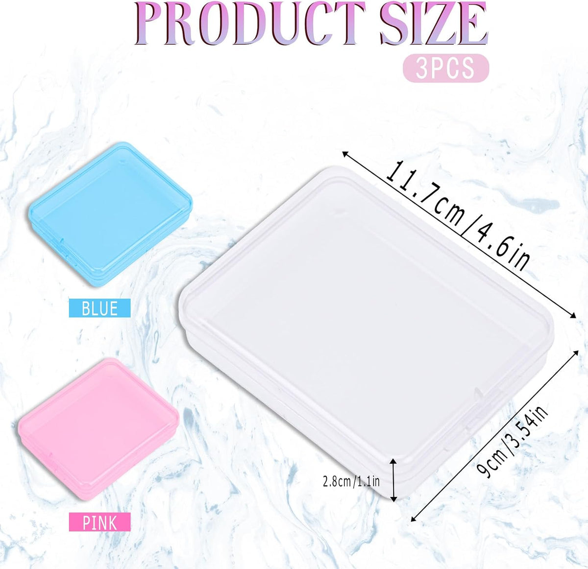3-Piece Portable Travel Pad Holder - Bathroom Countertop Storage Organizer - Cotton Pad, Swab, Floss Dispenser (Blue, Pink, Transparent)