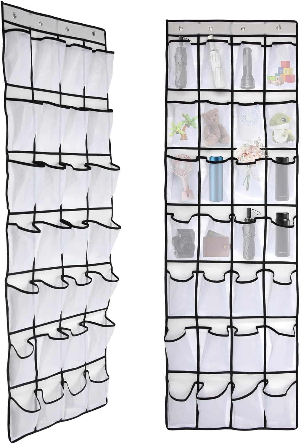 28 Pocket Over The Door Shoe Organizer With 4 Metal Hooks