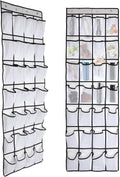 28 Pocket Over The Door Shoe Organizer With 4 Metal Hooks