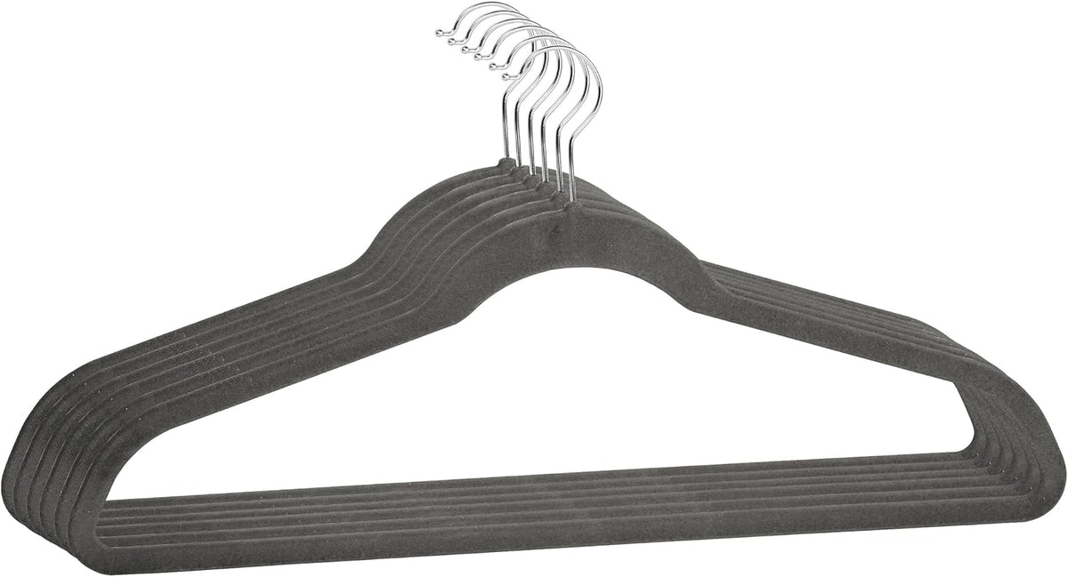 Simplify Extra Wide 21” Velvet Coat Hangers | 6 Pack | Slim Design | Heavy Duty | Holds 10 Pounds | Closet Organization | Shirt & Clothes | Grey