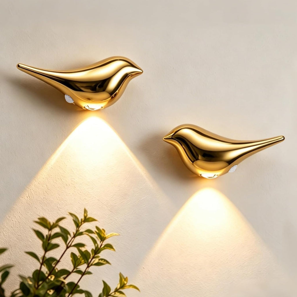 Motion Sensor Wall Light: Cute Bird Rechargeable Lights 2 Pack