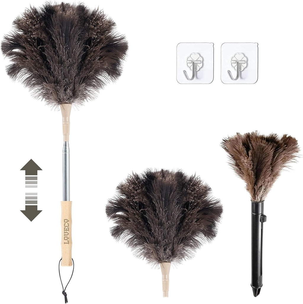 Ostrich Feather Dusters for Cleaning Kit - Soft Feather Duster Extendable