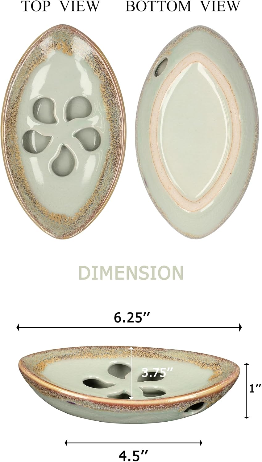 Ceramic Soap Dish with Self Draining Tray for Bar Soap, Bathroom, Kitchen (Pastel Blue)