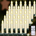LED Christmas Candles, Flickering Clip on Candles for Christmas Tree, Battery Operated with Remote Timer, Warm White Light, Flameless Taper Candle for Home Christmas Decor, Set of 30