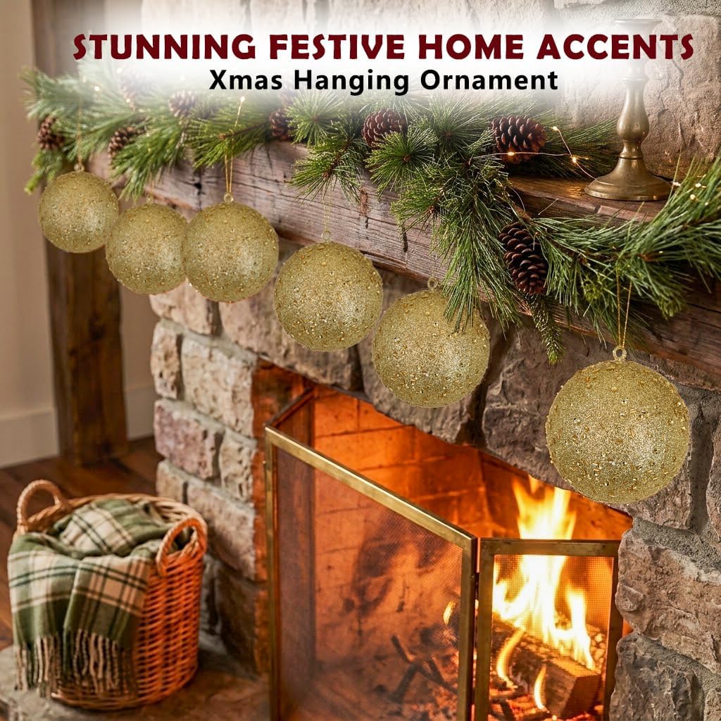 4Pcs 4.7" Large Gold Christmas Balls Ornaments for Christmas Trees