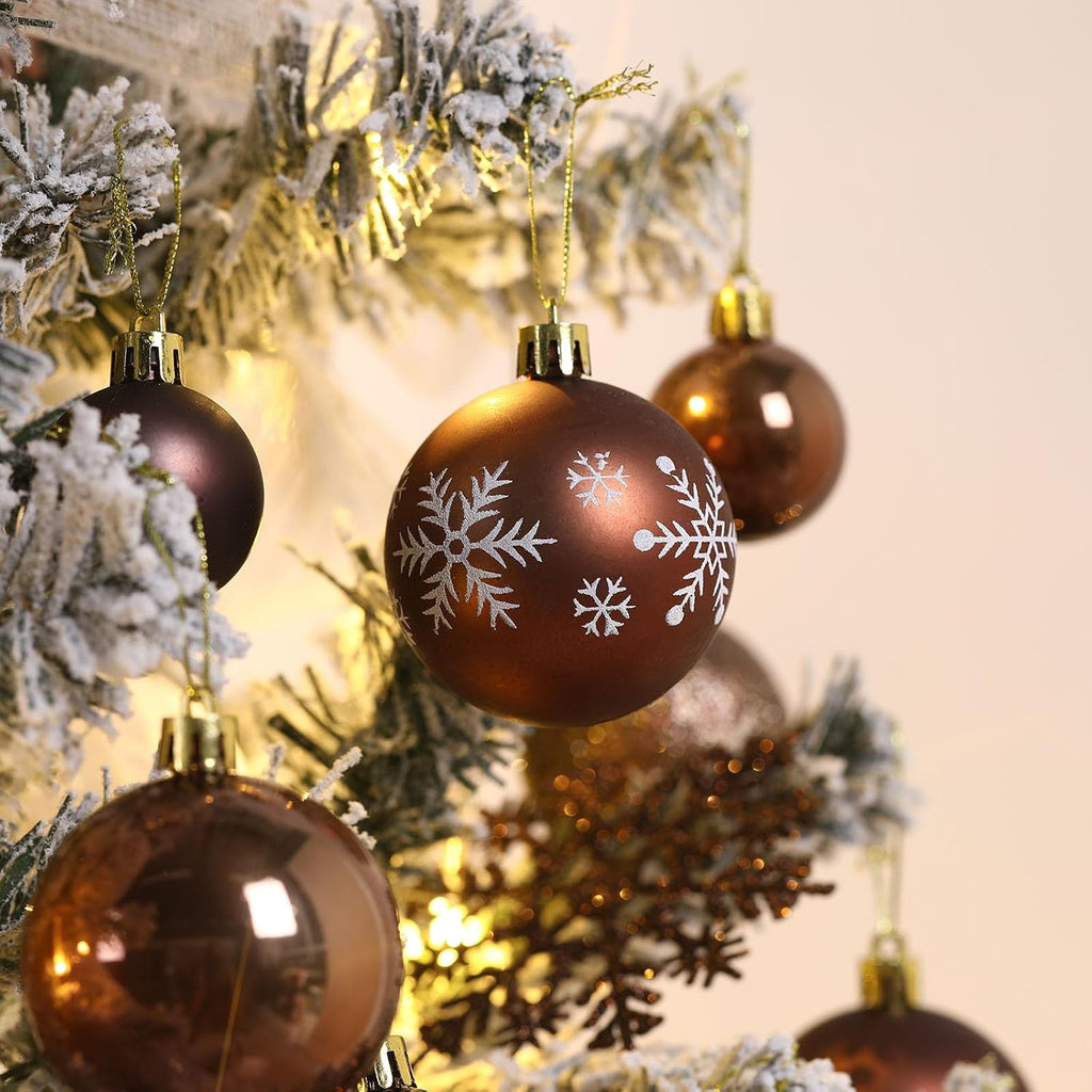 95Pcs Christmas Ball Ornaments Set,Neutral Christmas Tree Decoration Gift, Seasonal Decorative Hanging Ornament Set with Hand-held Gift Package for Xmas Tree (Coffee)