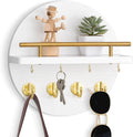 10.2" Key Holder Wall Mount with Shelf & Mail Organizer, 8 Hooks White