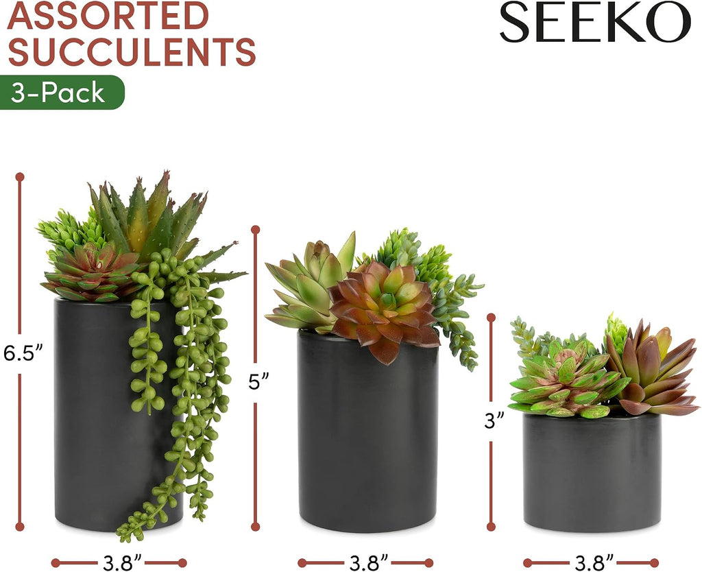 SEEKO Succulents Plants Artificial in Ceramic Pots – Faux Office Plants