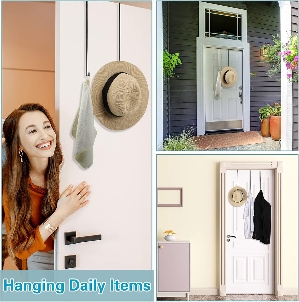 Sratte 8 Pcs Christmas Wreath Hangers for Front Door 14 Inch, Black