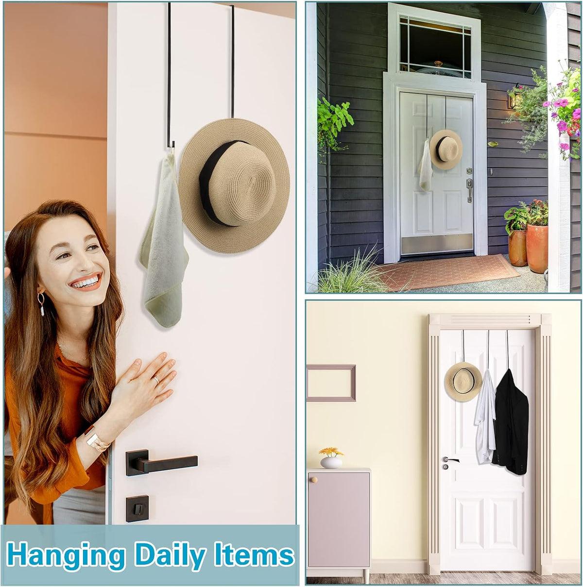 Sratte 8 Pcs Christmas Wreath Hangers for Front Door 14 Inch, Black