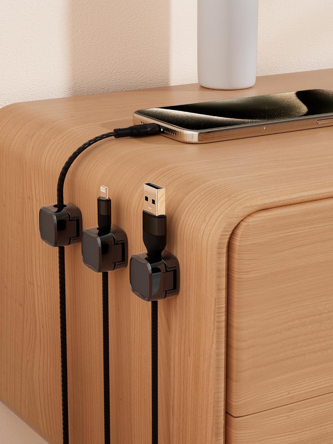 Magnetic Cable Clips, Adjustable Cord Holder Management, Adhesive Wire Keeper Organizer for Home Office Desk Phone PC Car Wall Desktop Nightstand Appliance (9-Pack Black)