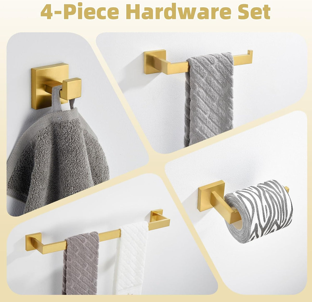 Angle Simple Bathroom Hardware Set, Bath Accessory Kit Brushed Dark Gold