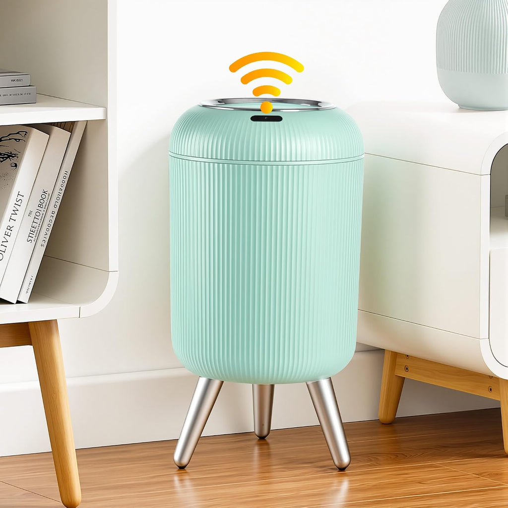 Touchless Sensor Bedroom Trash Can with Lid,Small Wastebasket(Blue)