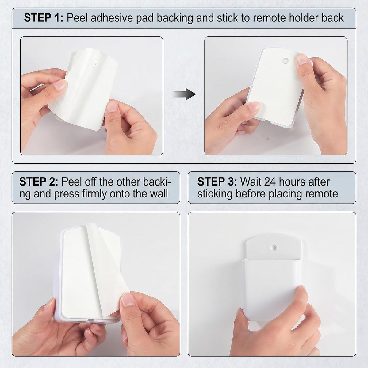 2 Pack White Remote Control Holder, Self adhesive Wall Mount Storage Box for TV and Air Conditioner Remote Controls, Pen Holder Organizers and Accessories for Home Office School
