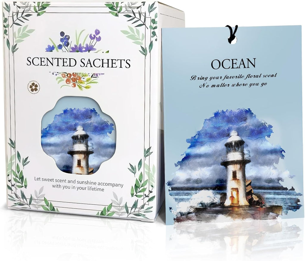 Ocean Breeze Scented Sachet Bags, 12 Pack for Drawers, Closets and Storage