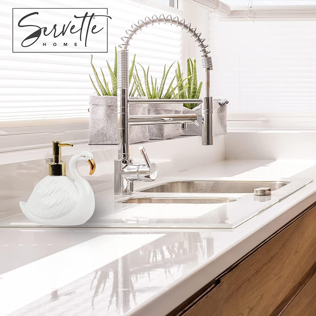 White Swan Soap Dispenser with Pump for Bathroom or Kitchen Sink