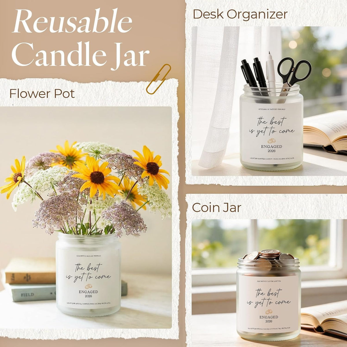Engagement Gifts for Couples Women - 7 Oz Lavender Scented Candle