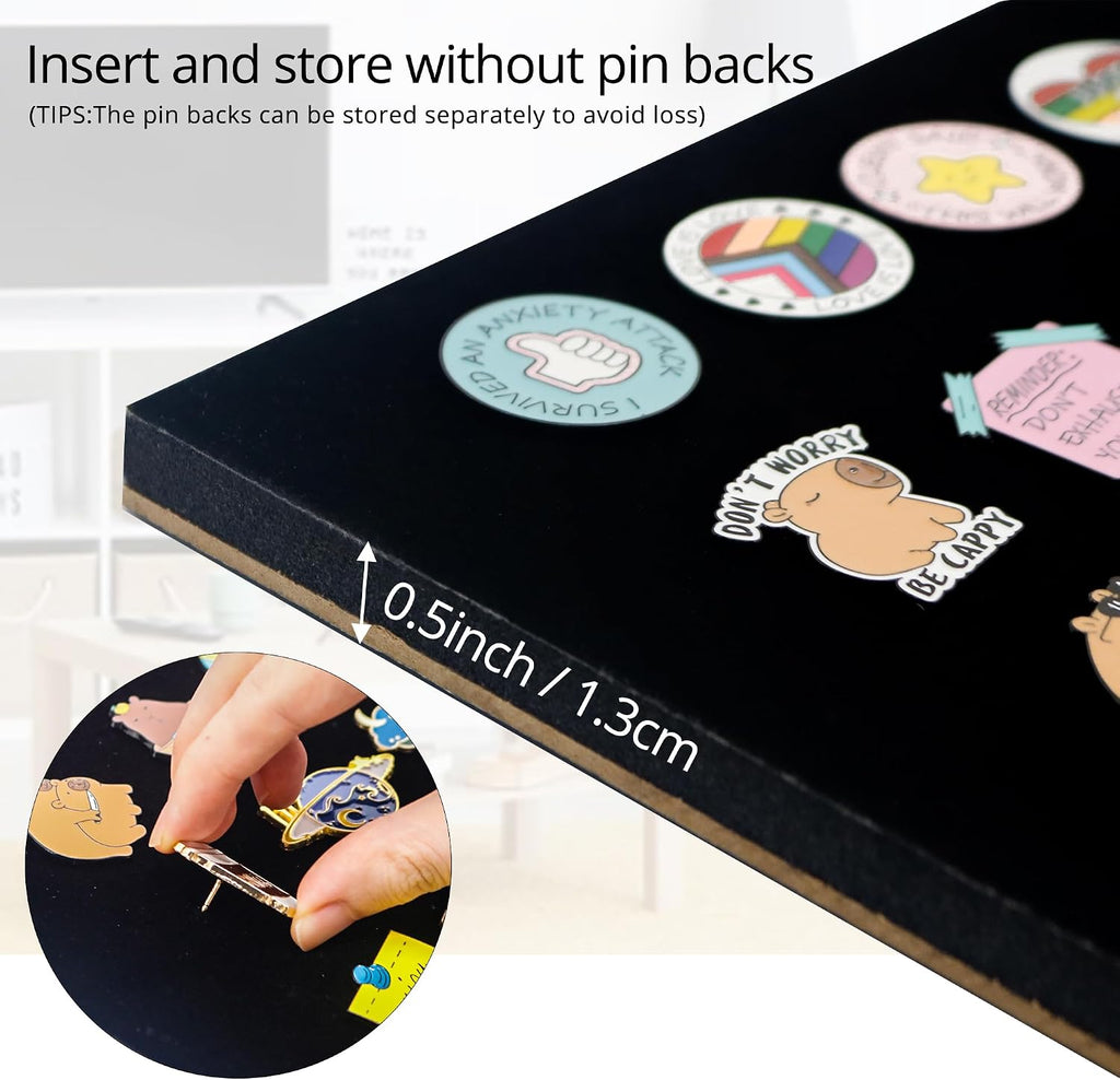 GMFrames 11x11 Enamel Pin Display Case, Pin Collection Display Frame with Real Glass, Shadow Box for Wall and Tabletop, Pin Holder Black