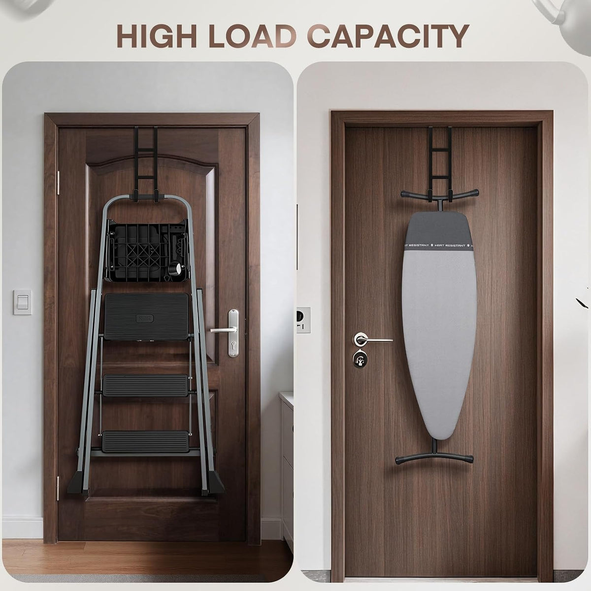 FYY Over The Door Hooks, 2 Packs Double Sided-Hanger Fits Door 1-7/8"Black