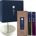 Asayu Japan Matcha and Sakura Incense Gift Set with White Lotus Holder