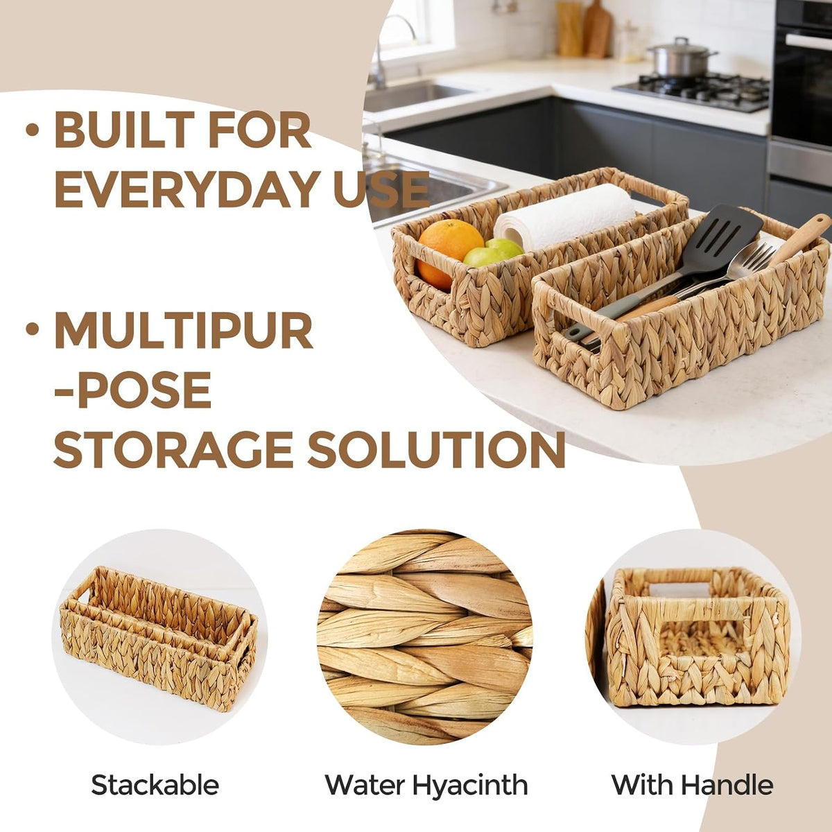 Toilet Paper Storage Basket for Bathroom Wicker Toilet Tank Basket Set of 2
