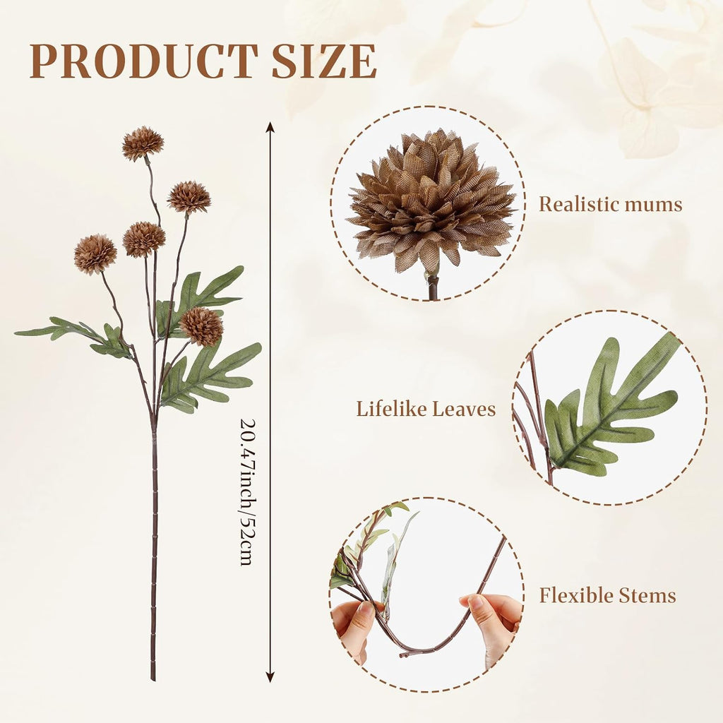 Alupssuc 16 PCS Silk Mums Artificial Fall Flowers with Eucalyptus for Vase