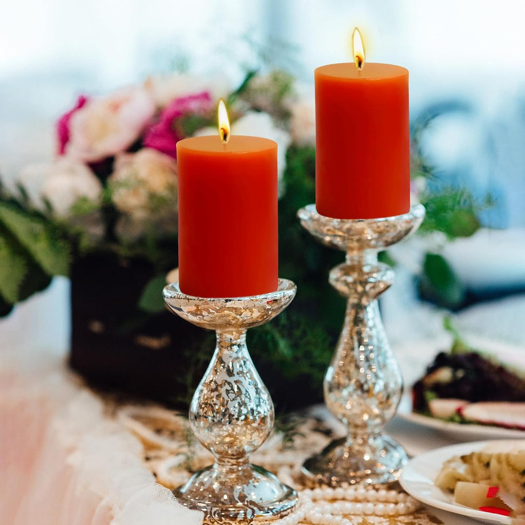 6 Pack 2x3 inch Pillar Candles, Red Unscented Votive Candle for Celebration Home Decoration, Dripless and Long Burning Time