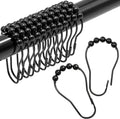 Shower Curtain Hooks Rings,12 Pcs Decorative Rustproof Metal Shower Hooks for Shower Curtain,Free Sliding Shower Hooks for Bathroom Shower Rods,Easy Snap Shower Rings for Curtain (Black)