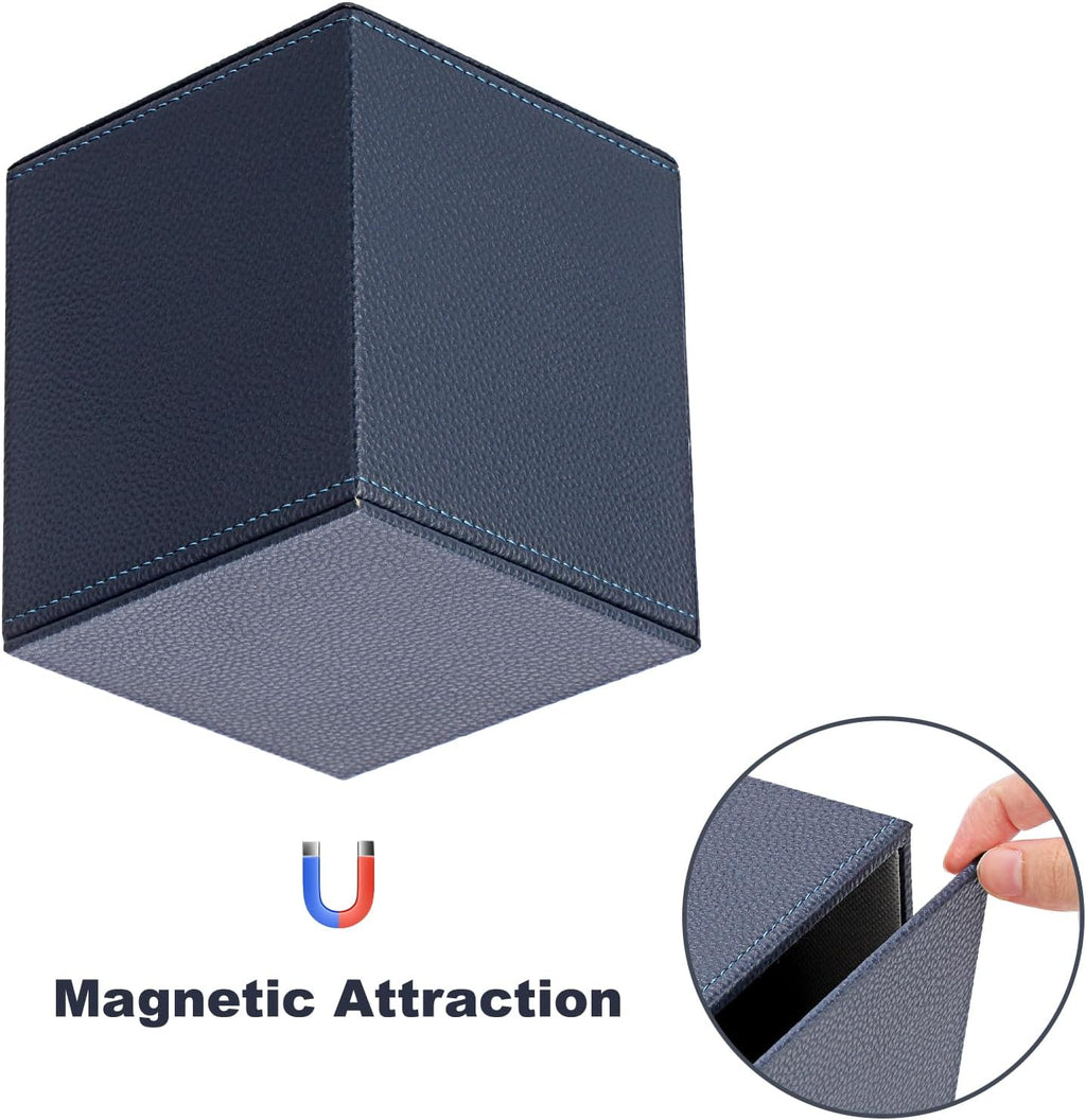 Sumnacon Tissue Box Cover Square,Magnetic Bottom PU Tissue Box Holder,Blue