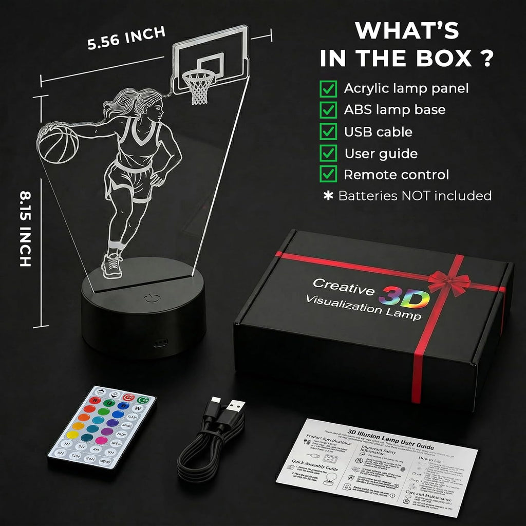 Basketball Gifts for Girls, Female Basketball Player Night Light