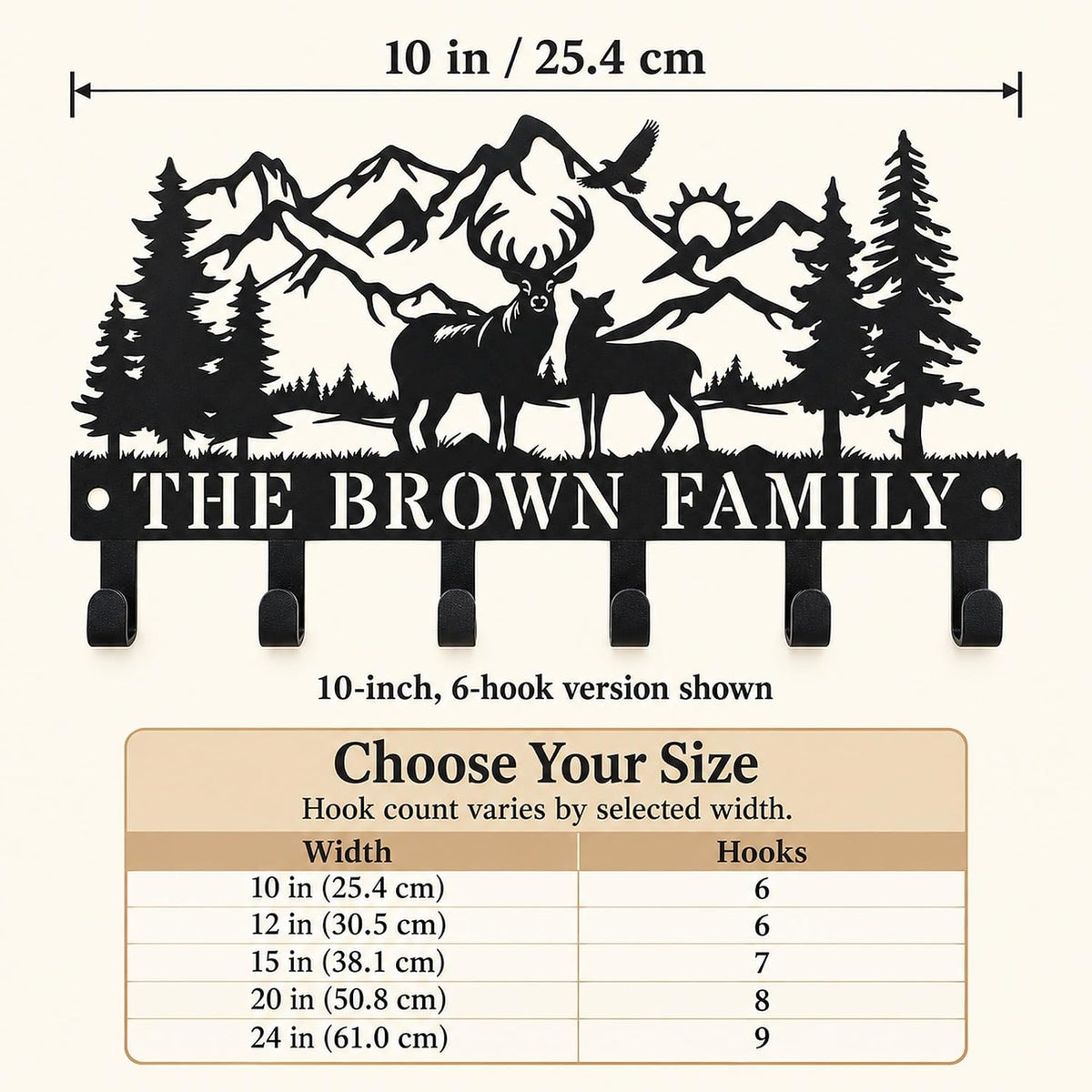 Personalization Deer Mountain Metal Key Holder custom Wall Mount Key Holder for Wall Rustic Cabin Decor Key Rack Hooks Hanger Woodland Wildlife Wall Art Entryway Organizer Housewarming Hunting Gifts