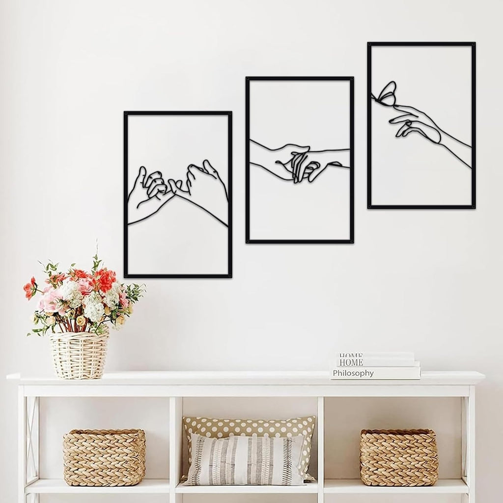 Minimalist Lines Female Body Hand Shape Metal Wall Art Decor,Modern Abstract Line Home Wall Sculptures, Accent Women Hanging Wall Sign for Bedroom Living Room Kitchen Decor