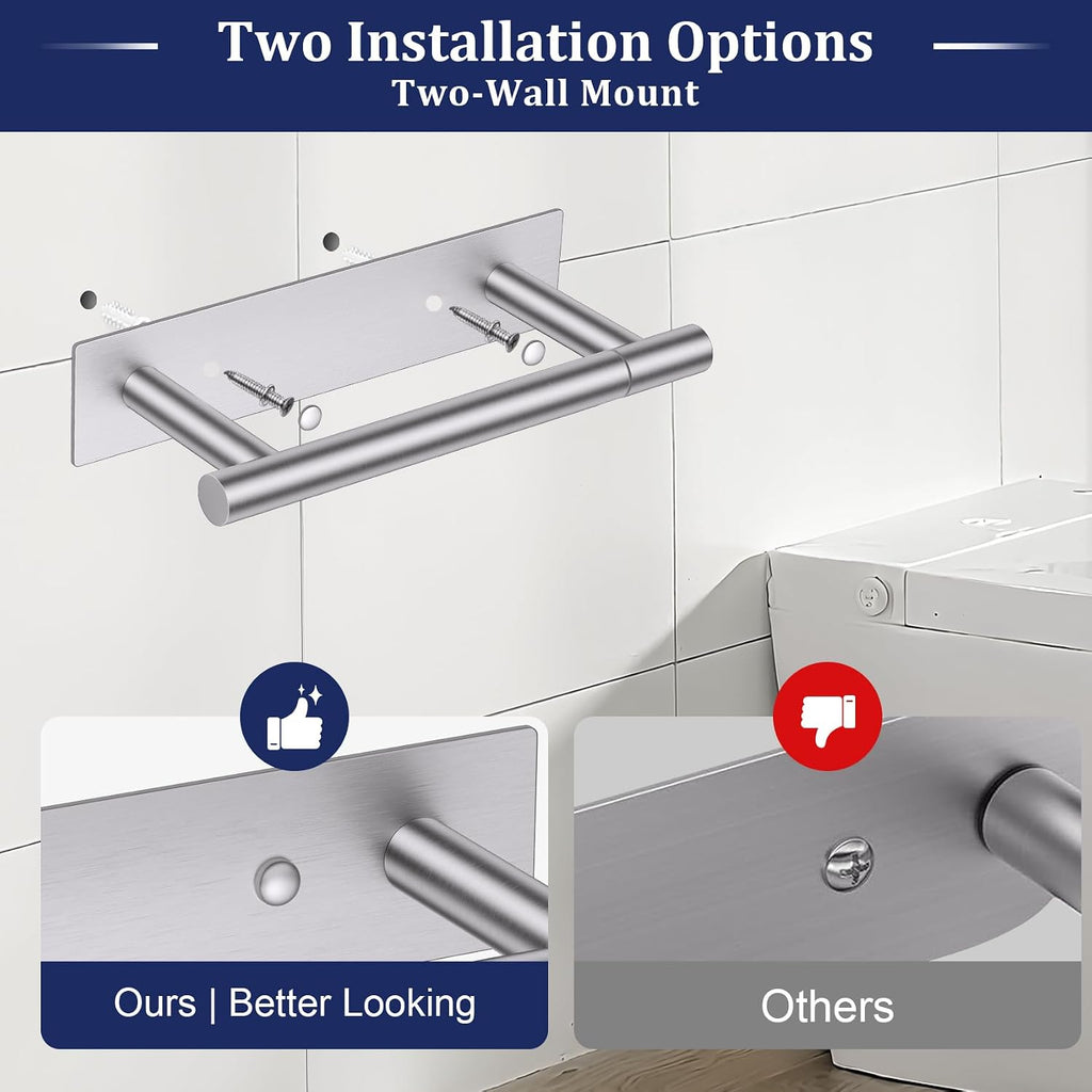 Lairuier Brushed Nickel Toilet Paper Holder, Adhesive or Screw Wall Mount