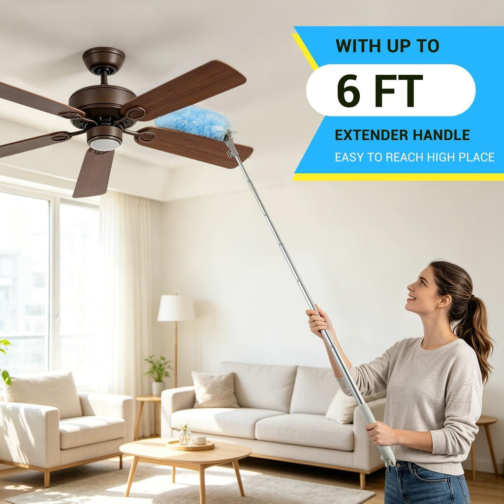 Duster Kit-6 Ft Extendable Handle, 20 Disposable Microfiber Refills